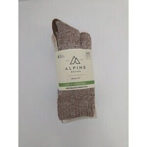 Alpine Design Womens Size M 6-9, Four Pair Crew Cut Hiking Socks